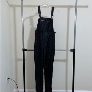 Black ‘Vegan Leather’ Overalls